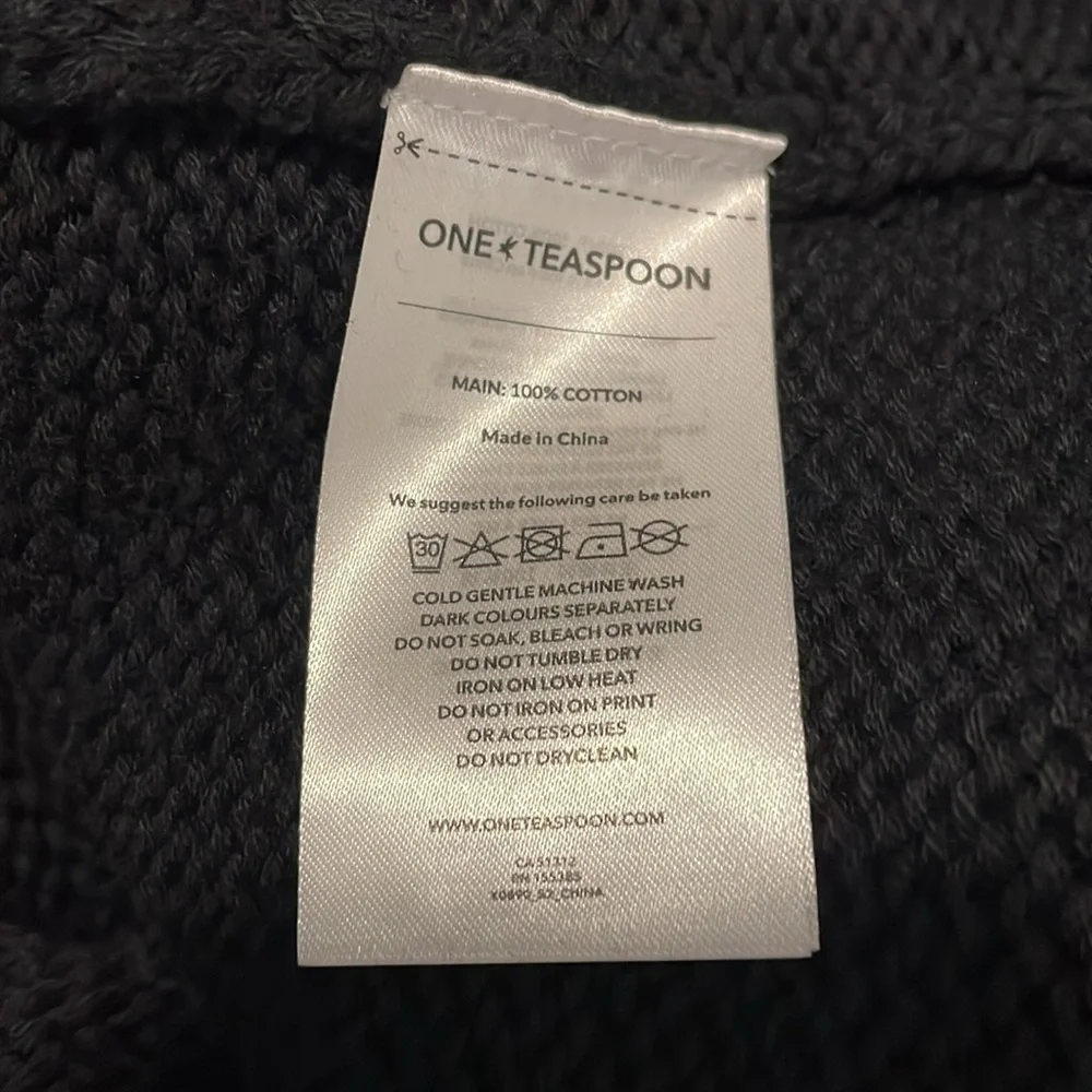 One Teaspoon Poison Classic Chunky Roll‎ Neck Cotton Knit Sweater Black S NEW